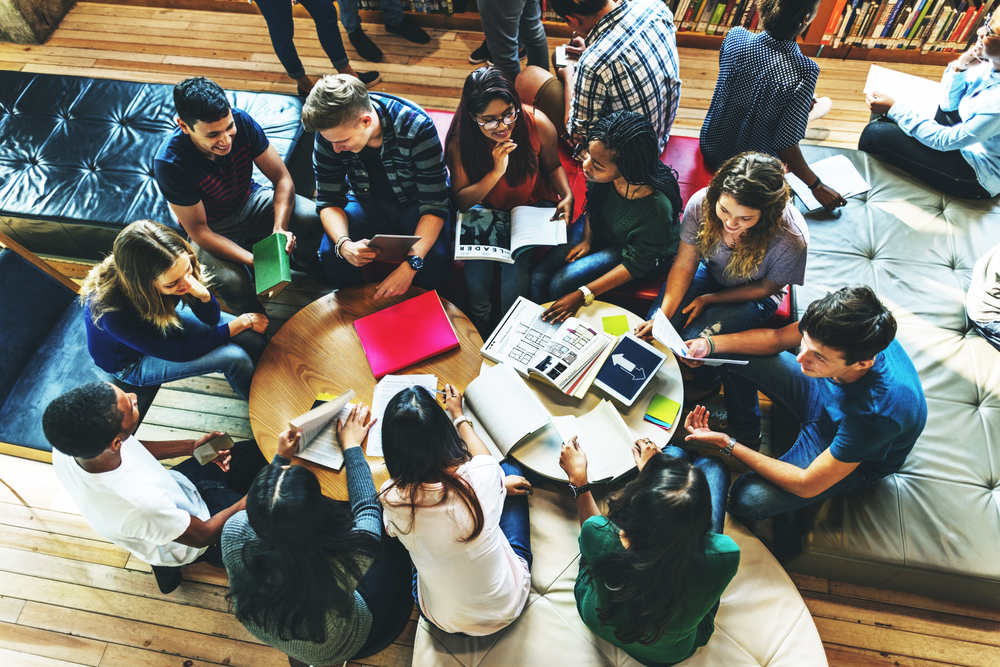 Students in a library